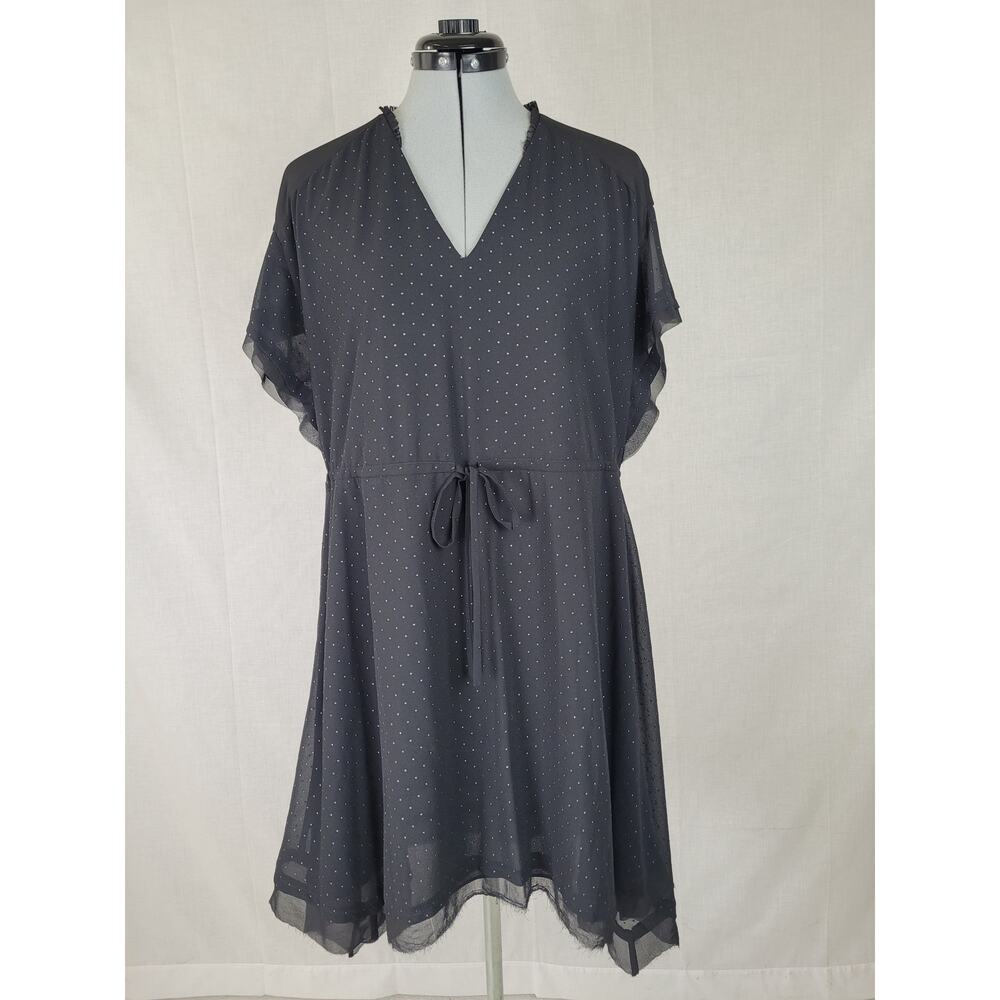 ALLSAINTS Keira Shimmer Flutter Sleeve Handkerchief Hem Dress Sz M